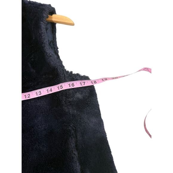 J. Crew Vest Womens Size Small Navy Blue Faux Fur Cozy Full Zip Collar K2216 - Picture 3 of 7